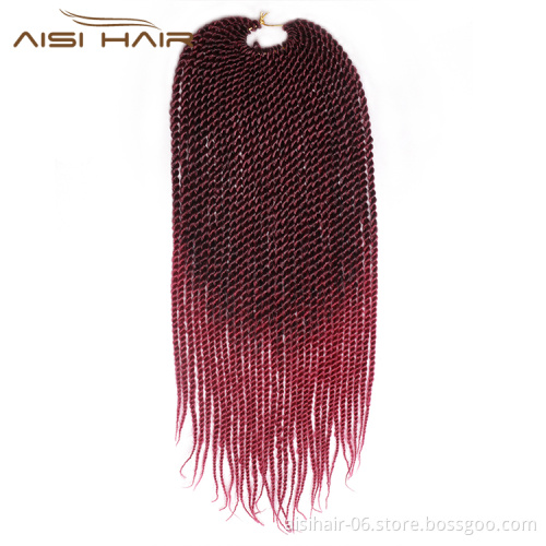 Aisi Hair Senegalese Twist Crochet Hair Ombre Brown Grey Purple Bug Synthetic Braiding Hair Extensions for Women